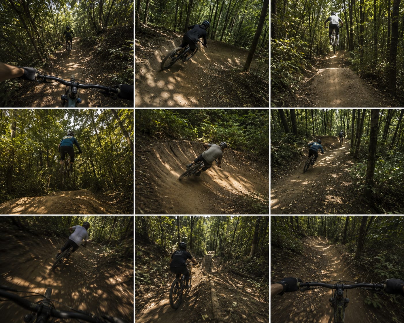 Ciclistas de MTB recorriendo senderos en el bosque